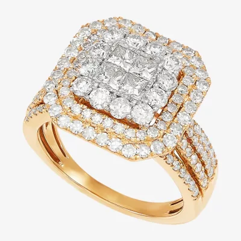 Limited Quantities! Womens 2 CT. T.W. Natural White Diamond 10K Gold Cushion Engagement Ring