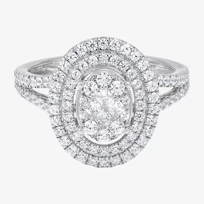 Limited Quantities! Womens 1 CT. T.W. Natural White Diamond 10K White Gold Oval Engagement Ring