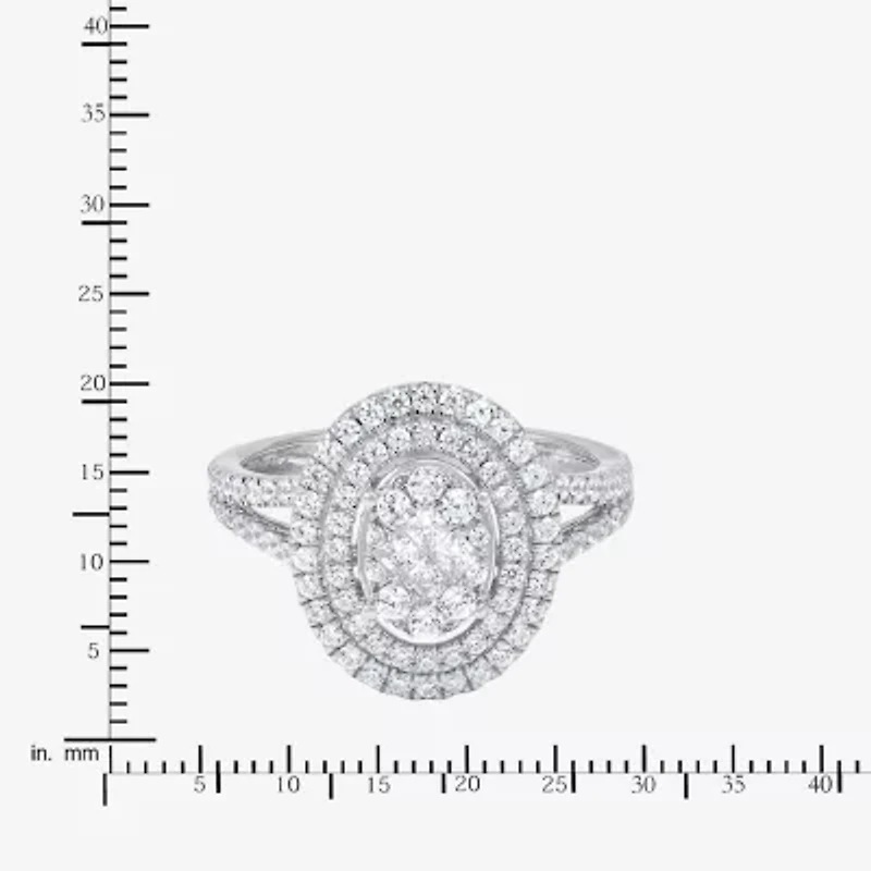Limited Quantities! Womens 1 CT. T.W. Natural White Diamond 10K White Gold Oval Engagement Ring