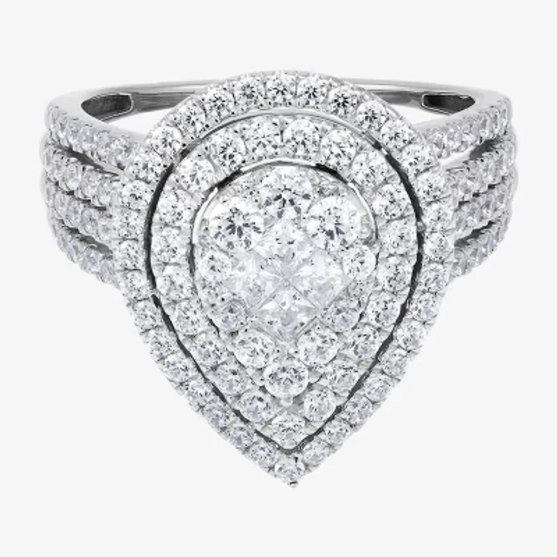 Limited Quantities! Womens CT. T.W. Natural White Diamond 10K White Gold Pear Engagement Ring