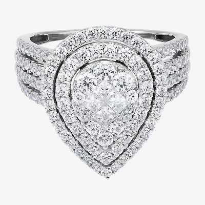 Limited Quantities! Womens CT. T.W. Natural White Diamond 10K White Gold Pear Engagement Ring