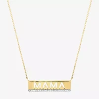 Limited Quantities! "Mama" Womens 1/10 CT. T.W. Natural White Diamond 14K Gold Over Silver Bar 18 Inch Pendant Necklace