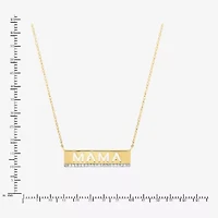 Limited Quantities! "Mama" Womens 1/10 CT. T.W. Natural White Diamond 14K Gold Over Silver Bar 18 Inch Pendant Necklace