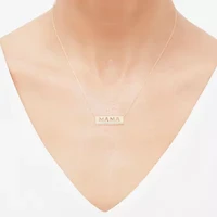 Limited Quantities! "Mama" Womens 1/10 CT. T.W. Natural White Diamond 14K Gold Over Silver Bar 18 Inch Pendant Necklace