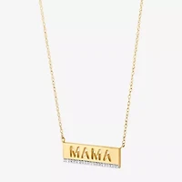 Limited Quantities! "Mama" Womens 1/10 CT. T.W. Natural White Diamond 14K Gold Over Silver Bar 18 Inch Pendant Necklace
