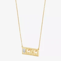 Limited Quantities! "Mom" Womens Diamond Accent Natural White Diamond 14K Gold Over Silver Bar 18 Inch Pendant Necklace