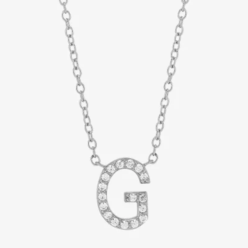 Limited Quantities! "G" Womens Diamond Accent Natural White Diamond Sterling Silver 18 Inch Pendant Necklace