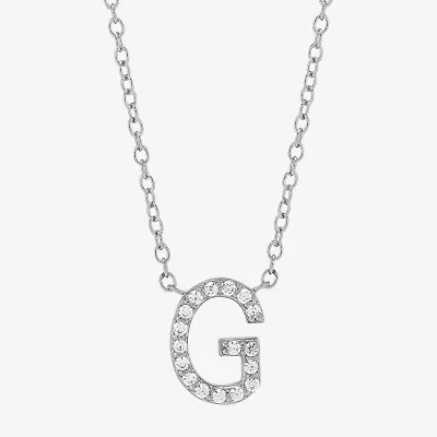 Limited Quantities! "G" Womens Diamond Accent Natural White Diamond Sterling Silver 18 Inch Pendant Necklace