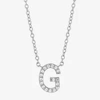 Limited Quantities! "G" Womens Diamond Accent Natural White Diamond Sterling Silver 18 Inch Pendant Necklace
