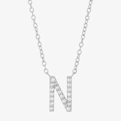 Limited Quantities! "N" Womens 1/10 CT. T.W. Natural White Diamond Sterling Silver 18 Inch Pendant Necklace