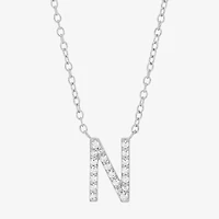 Limited Quantities! "N" Womens 1/10 CT. T.W. Natural White Diamond Sterling Silver 18 Inch Pendant Necklace