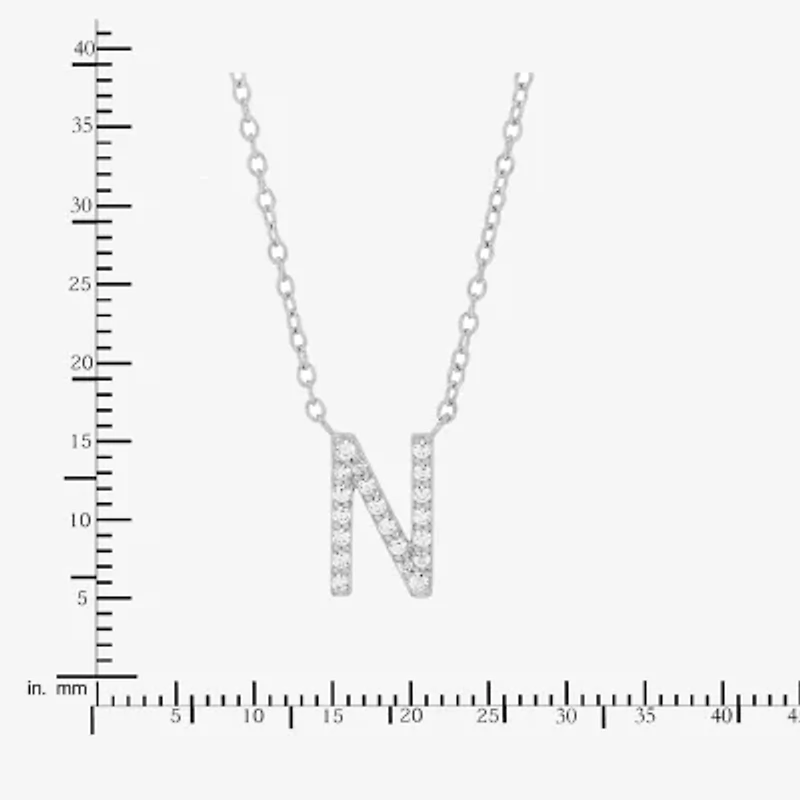 Limited Quantities! "N" Womens 1/10 CT. T.W. Natural White Diamond Sterling Silver 18 Inch Pendant Necklace
