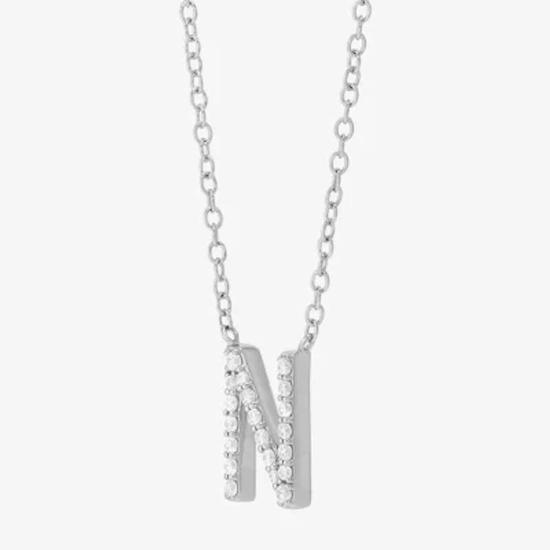 Limited Quantities! "N" Womens 1/10 CT. T.W. Natural White Diamond Sterling Silver 18 Inch Pendant Necklace