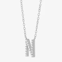 Limited Quantities! "N" Womens 1/10 CT. T.W. Natural White Diamond Sterling Silver 18 Inch Pendant Necklace