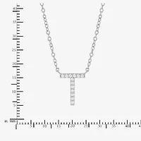 Limited Quantities! "T" Womens Diamond Accent Natural White Diamond Sterling Silver 18 Inch Pendant Necklace