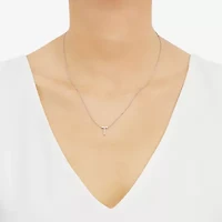 Limited Quantities! "T" Womens Diamond Accent Natural White Diamond Sterling Silver 18 Inch Pendant Necklace