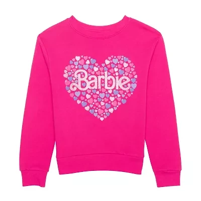 Little & Big Kid Girls Crew Neck Fleece Long Sleeve Barbie Sweatshirt