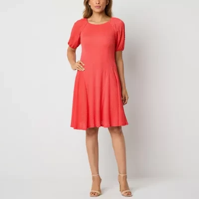 Rabbit Design Womens Short Sleeve Fit + Flare Dress