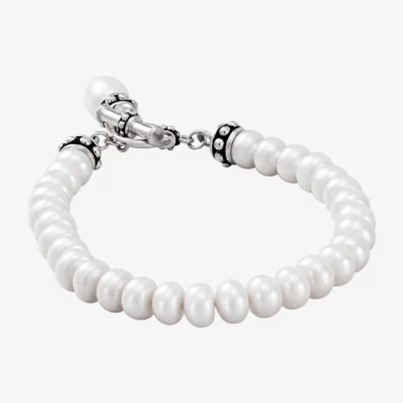Limited Quantities! Womens Dyed White Cultured Freshwater Pearl Sterling Silver Strand Bracelet