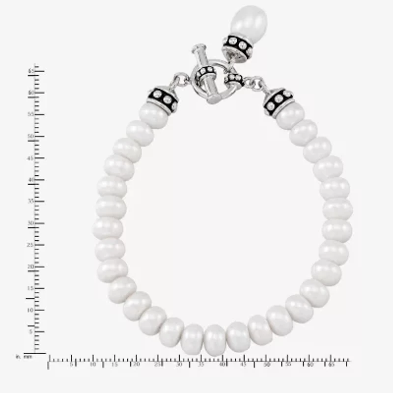 Limited Quantities! Womens Dyed White Cultured Freshwater Pearl Sterling Silver Strand Bracelet