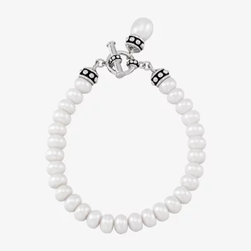 Limited Quantities! Womens Dyed White Cultured Freshwater Pearl Sterling Silver Strand Bracelet