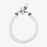 Limited Quantities! Womens Dyed White Cultured Freshwater Pearl Sterling Silver Strand Bracelet