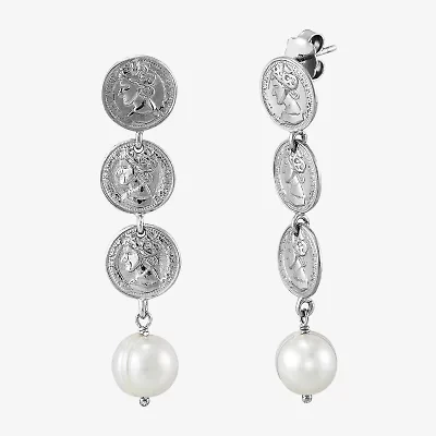 Limited Quantities! Womens Dyed White Cultured Freshwater Pearl Sterling Silver Drop Earrings