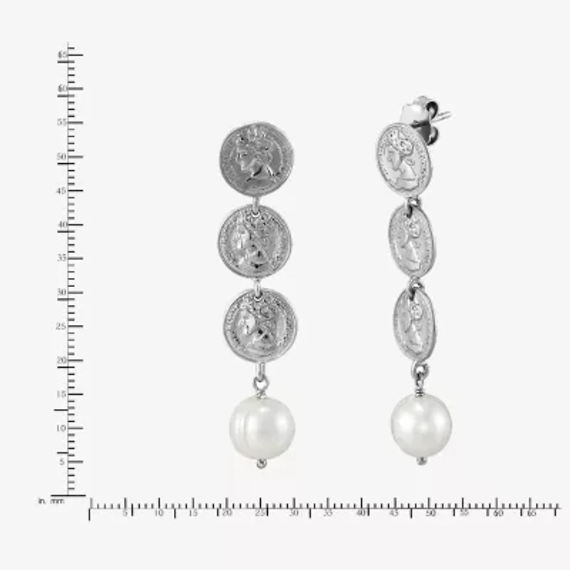 Limited Quantities! Womens Dyed White Cultured Freshwater Pearl Sterling Silver Drop Earrings