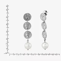 Limited Quantities! Womens Dyed White Cultured Freshwater Pearl Sterling Silver Drop Earrings
