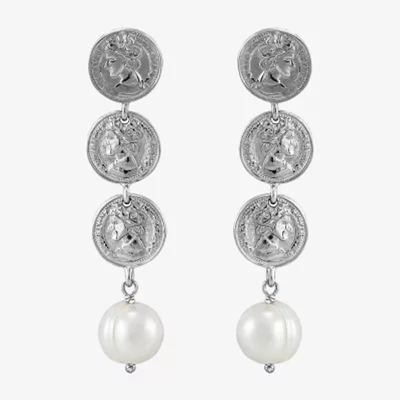 Limited Quantities! Womens Dyed White Cultured Freshwater Pearl Sterling Silver Drop Earrings