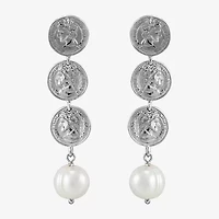Limited Quantities! Womens Dyed White Cultured Freshwater Pearl Sterling Silver Drop Earrings