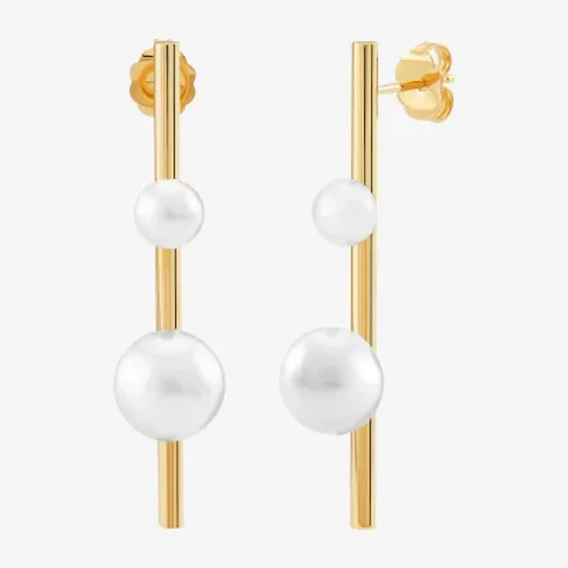 Limited Quantities! Womens Dyed White Cultured Freshwater Pearl 14K Gold Drop Earrings