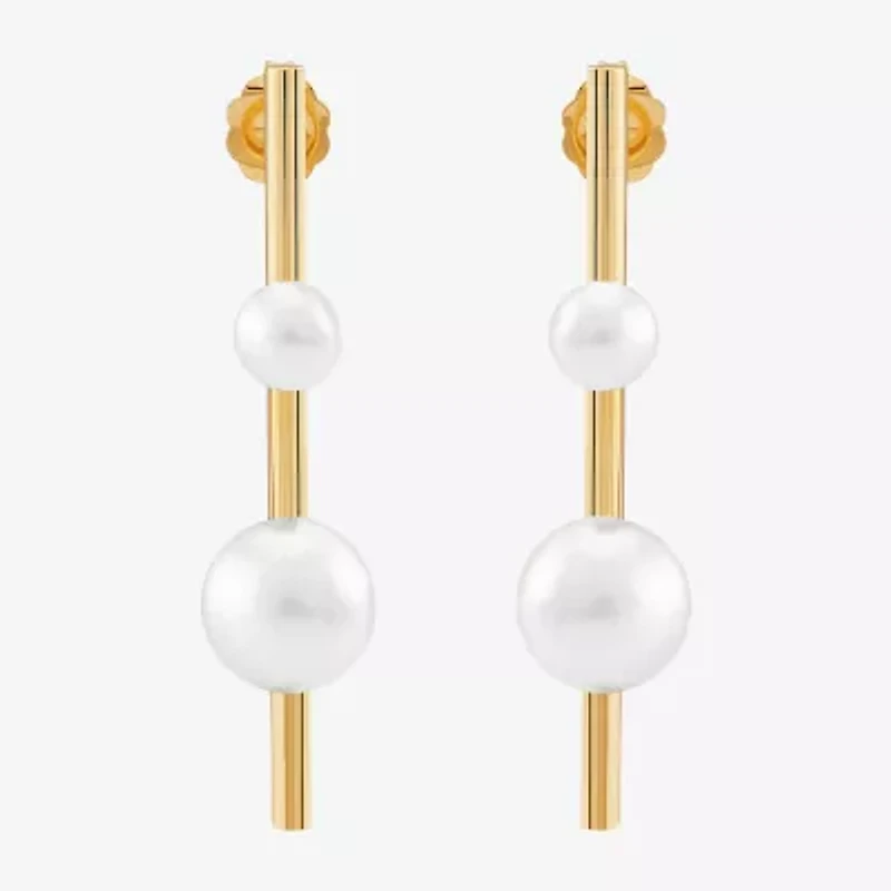 Limited Quantities! Womens Dyed White Cultured Freshwater Pearl 14K Gold Drop Earrings