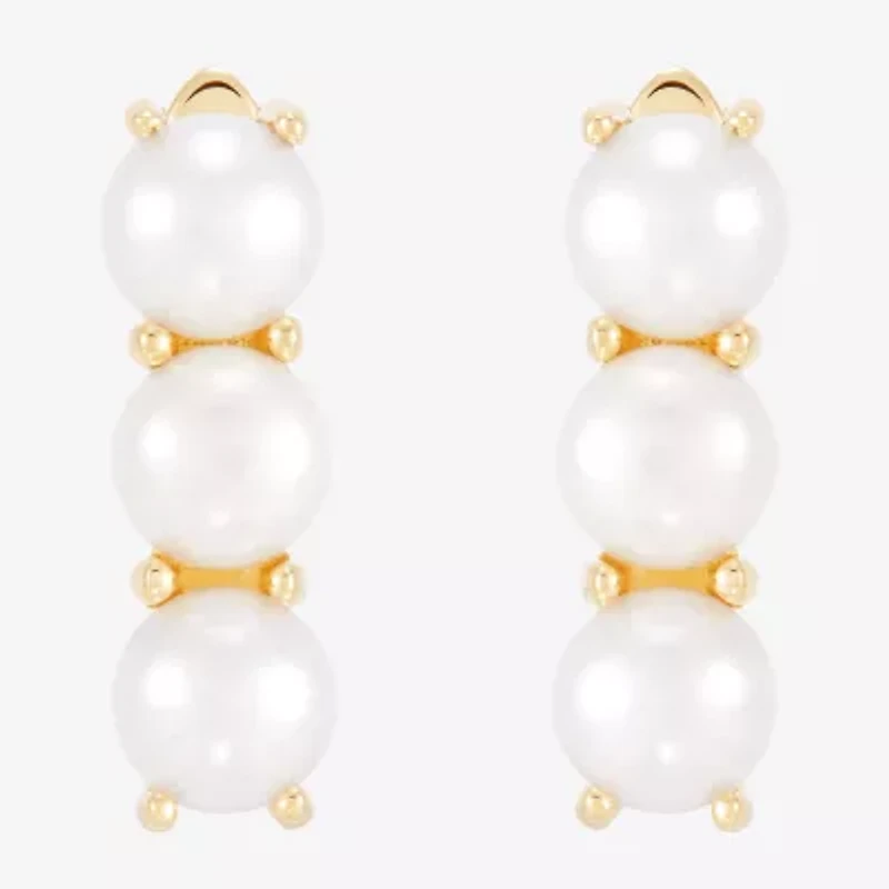 Limited Quantities! Womens Dyed White Cultured Freshwater Pearl 14K Gold 17mm Hoop Earrings