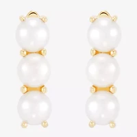 Limited Quantities! Womens Dyed White Cultured Freshwater Pearl 14K Gold 17mm Hoop Earrings