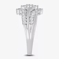 Womens 1 CT. T.W. Lab Grown White Diamond 10K Gold Side Stone Cocktail Ring