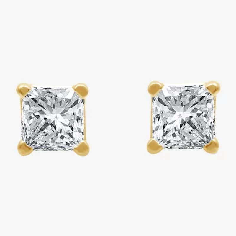 ( G/SI1-SI2 ) 3/8 CT. T.W. Lab-Grown Diamond Princess-cut Stud Earrings 10K Gold