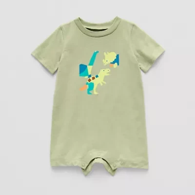 Okie Dokie Baby Boys Short Sleeve Striped Romper