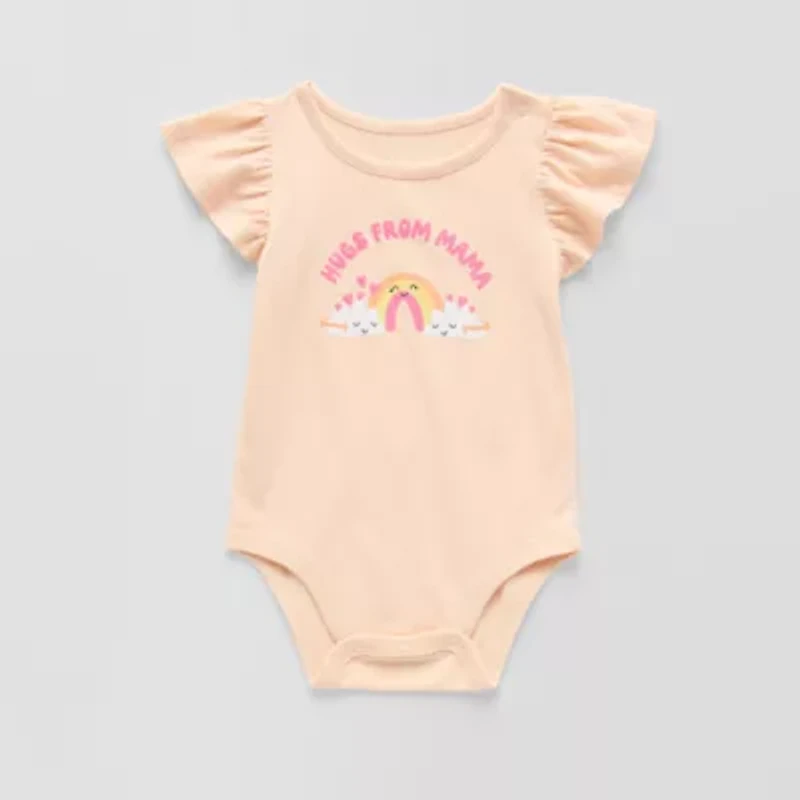 Okie Dokie Baby Girls Round Neck Short Sleeve Bodysuit