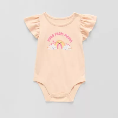 Okie Dokie Baby Girls Round Neck Short Sleeve Bodysuit