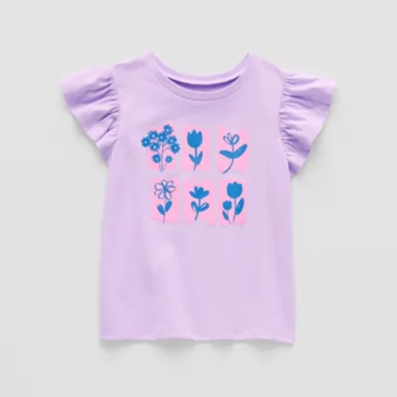 Okie Dokie Toddler & Little Girls Round Neck Short Sleeve Graphic T-Shirt