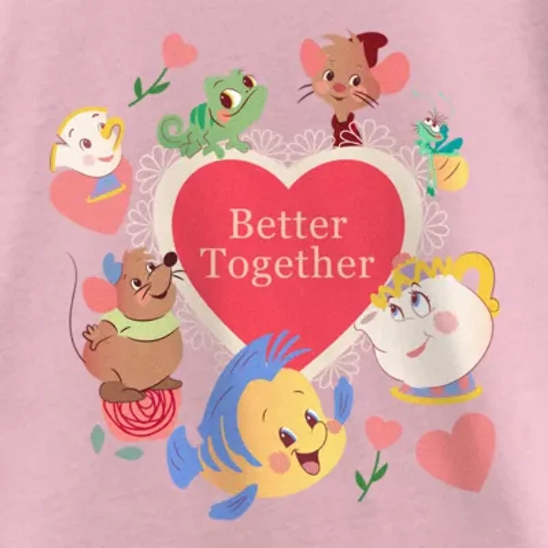 Disney Collection Little & Big Kid Girls Crew Neck Short Sleeve Princess Graphic T-Shirt