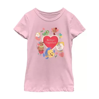 Disney Collection Little & Big Kid Girls Crew Neck Short Sleeve Princess Graphic T-Shirt