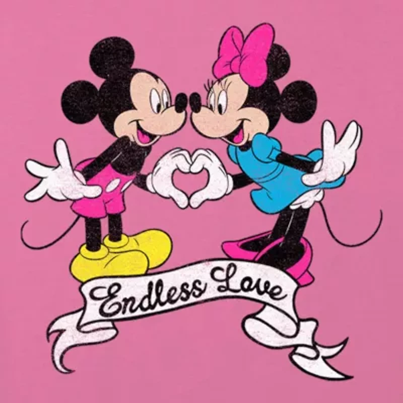 Disney Collection Little & Big Kid Girls Crew Neck Short Sleeve Mickey Mouse Minnie Graphic T-Shirt