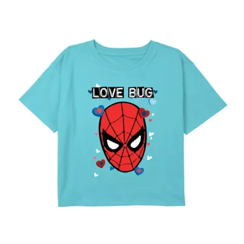 Disney Collection Little & Big Kid Girls Crew Neck Short Sleeve Spiderman Graphic T-Shirt