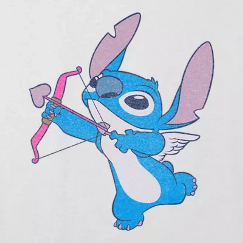 Disney Collection Little & Big Kid Girls Crew Neck Short Sleeve Regular Fit Lilo Stitch Graphic T-Shirt