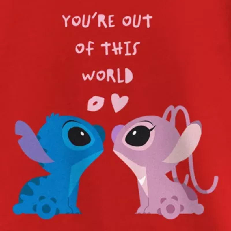 Disney Collection Little & Big Kid Girls Crew Neck Short Sleeve Lilo Stitch Graphic T-Shirt