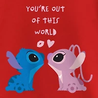 Disney Collection Little & Big Kid Girls Crew Neck Short Sleeve Lilo Stitch Graphic T-Shirt