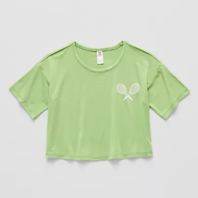 Xersion Soft Performance Waist Length Little & Big Kid Girls Crew Neck Short Sleeve Regular Fit Graphic T-Shirt