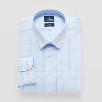 Stafford Smart Tech Mens Big & Tall Regular Fit Stretch Fabric Wrinkle Free Long Sleeve Dress Shirt